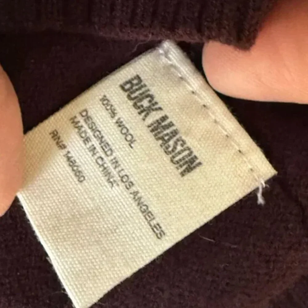 Buck Mason Mens Burgundy 100% Wool Sweater Crewneck Long Sleeve XL - Picture 3 of 5